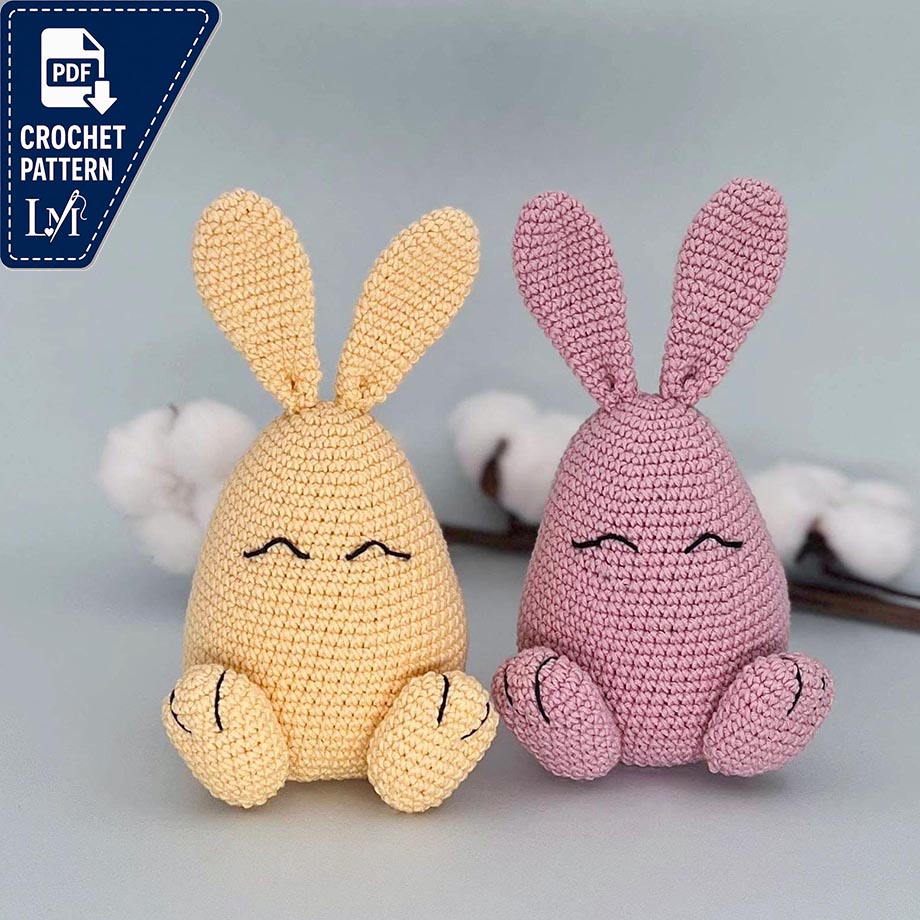 Crochet Pattern Easter bunny decoration, Amigurumi crochet Easter bunny egg, Easy spring crochet pattern, Easy amigurumi rabbit pdf pattern